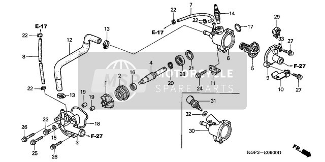 Honda NES125 2000 Waterpomp voor een 2000 Honda NES125